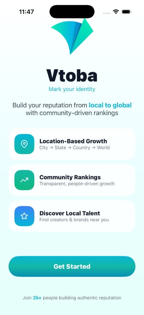 Vtoba onboarding — Mark your identity, build reputation from local to global